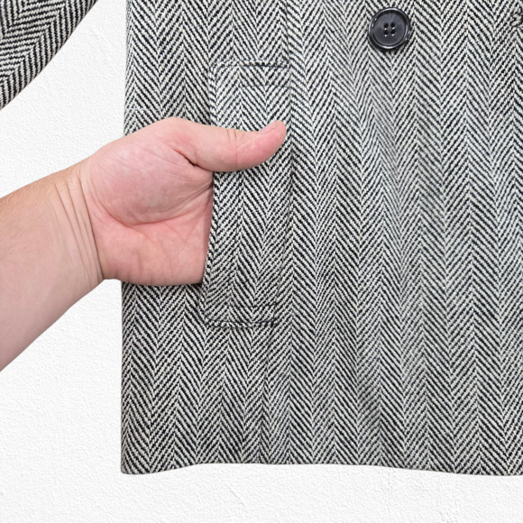 Banana Republic Wool Blend Herringbone Double Breasted Peacoat Jacket Size Med - Picture 6 of 9